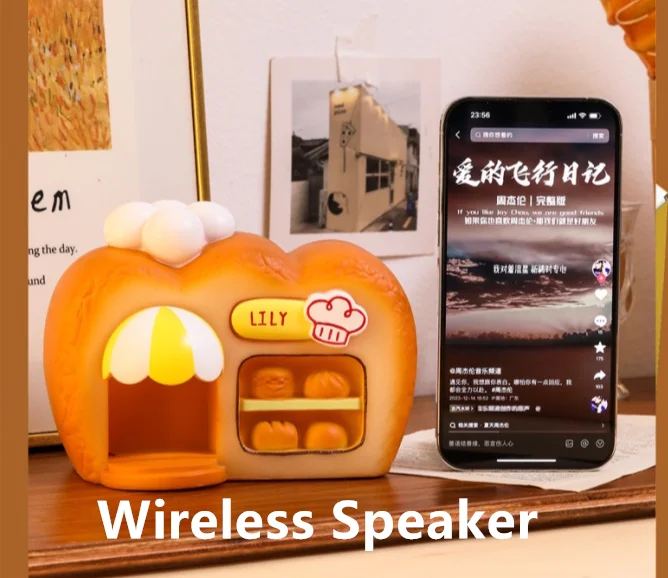 Unique Bread house  bluetooth audio desktop atmosphere night light mini  speaker creative boys and girls birthday gift