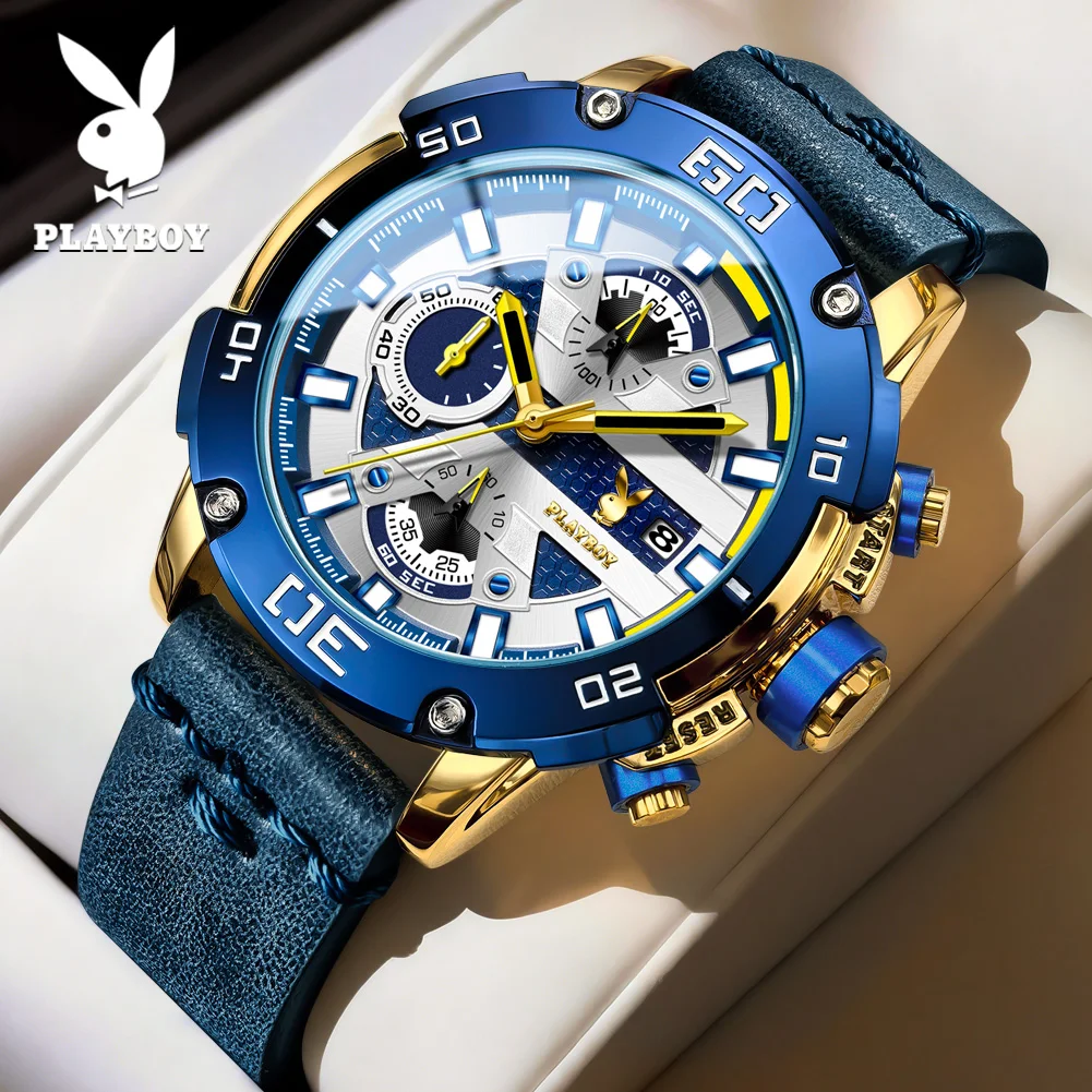 

Мужские часы PLAYBOY 3520, спортивные кварцевые часы, роскошный бренд, водонепроницаемые, светящиеся, с указанием дня недели и даты, наручные часы для мужчин, подарок, Reloj