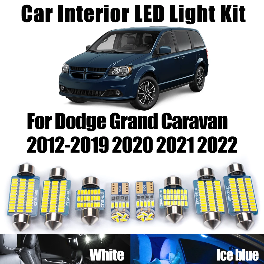 14 قطعة Canbus LED الداخلية القراءة خريطة قبة إضاءة صندوق السيارة عدة ل دودج جراند قافلة 2012- 2018 2019 2020 2021 2022 سيارة الإضاءة #1