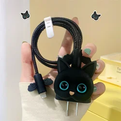 Cute 3D Cat Organizer Data Line Management Charging Safe Plug Protection Winder USB Protector Cover for Apple IPhone 18/20W