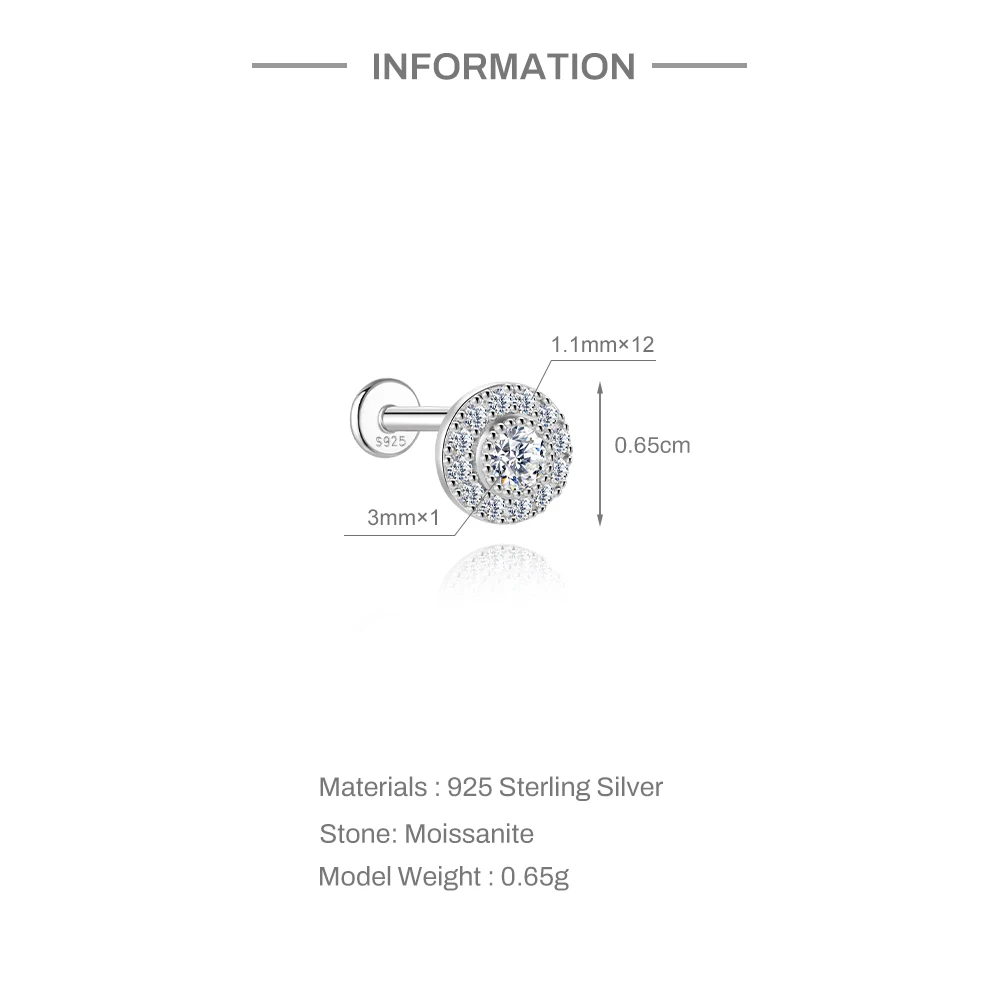 ROXI Moissanit 925 Sterling Silber Geometrischer Quasten-Ohrstecker für Damen, flacher Rücken, Helix-Blumenanhänger, edler Schmuck – Detail 31