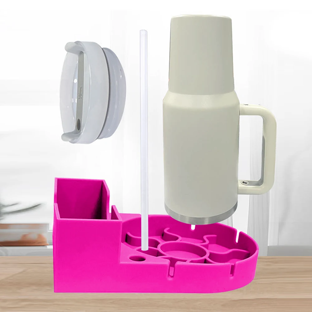 Silicone Tumbler Dry Rack Non-Slip Tumbler Drying Station Sports Bottle Drainer Stand for Stanley Cup Lid Straw