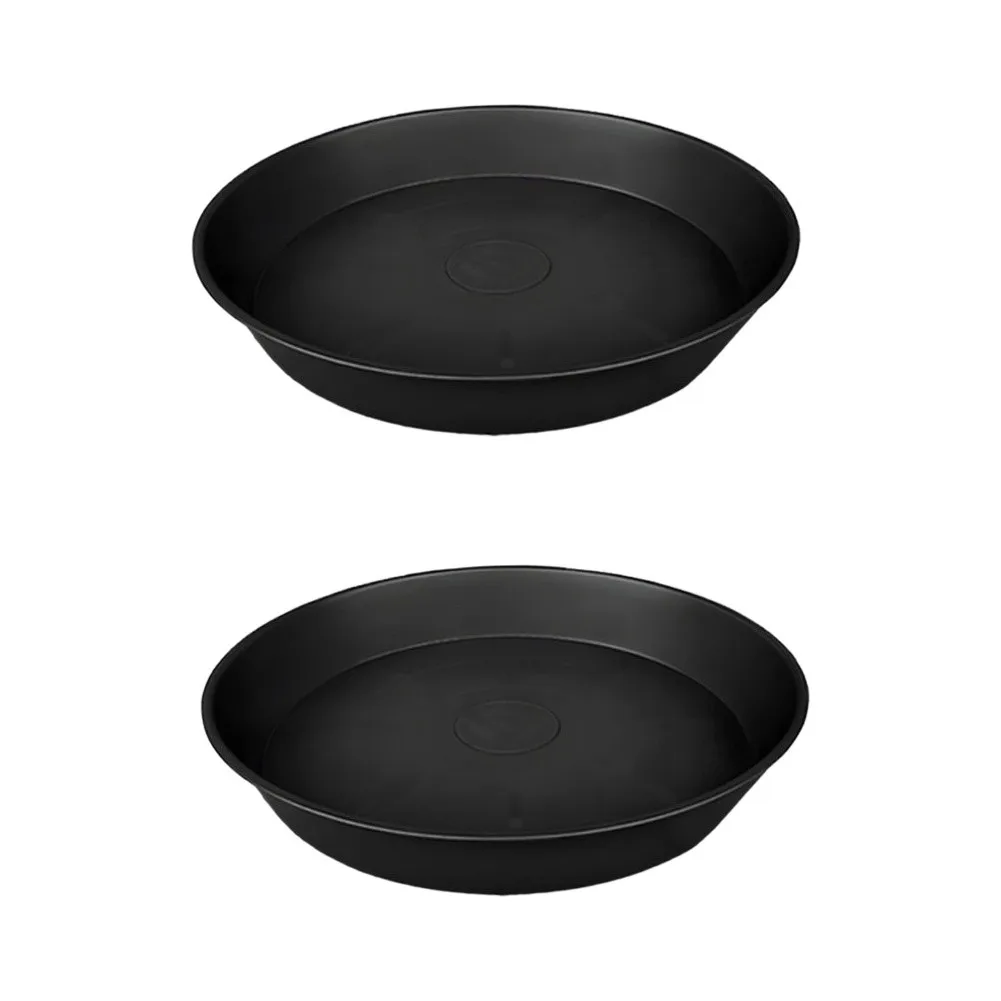 2 Piece Plant Saucer Set for Flower Pots with 41 Outer 37 Inner Diameter Black PE Drip Pan for Floor Protection