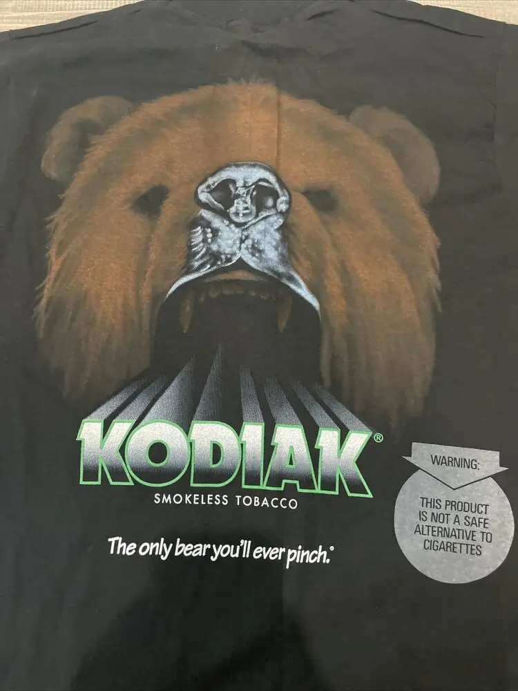 Vtg 90s Kodiak Tobacco Bear T Shirt Sz M SS Made in USA NWOT