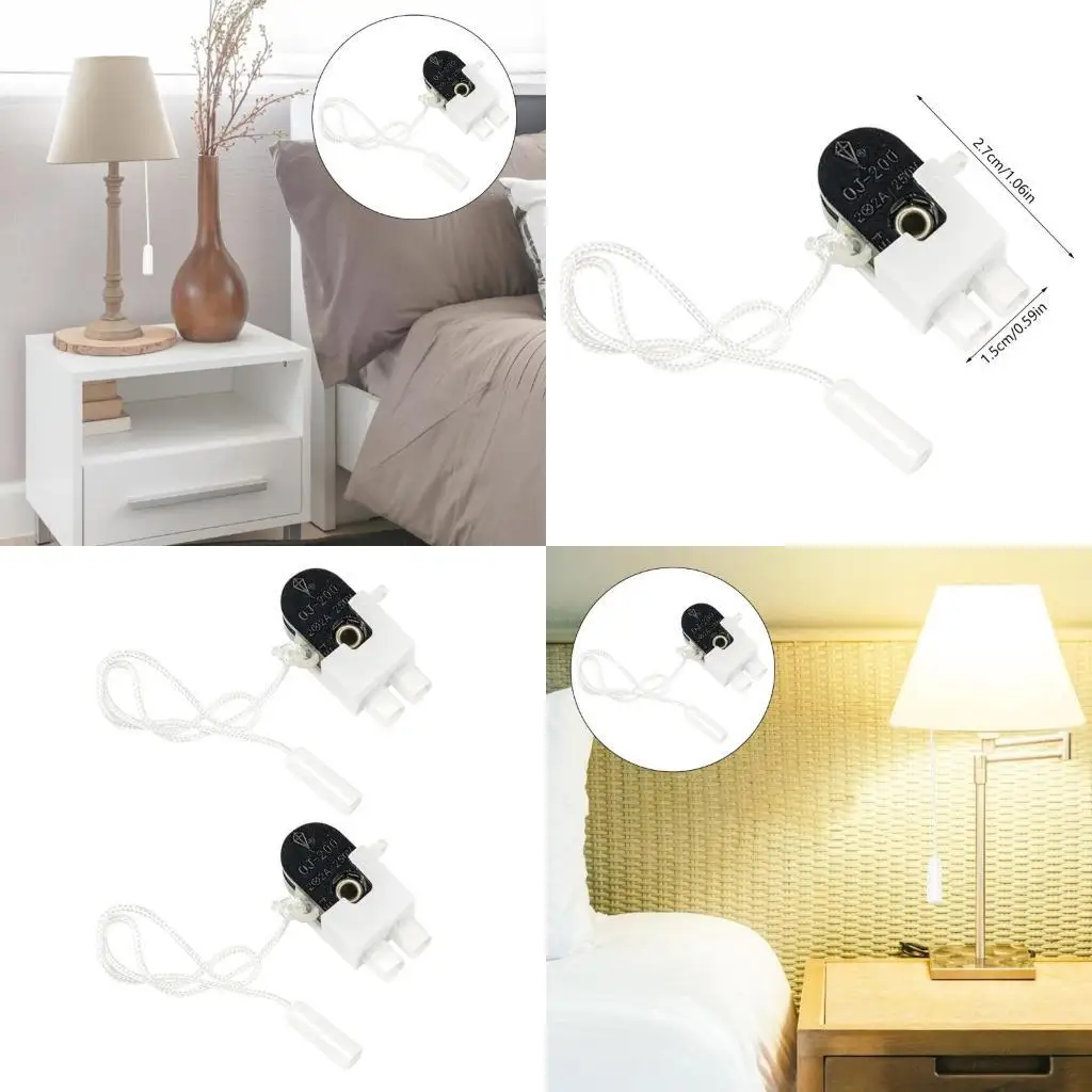 

Y1UD Practical 2pcs Pull Cord Switches set Lightweight Pulll Chain Switches set 250V 2A for Different Lighting Requirements