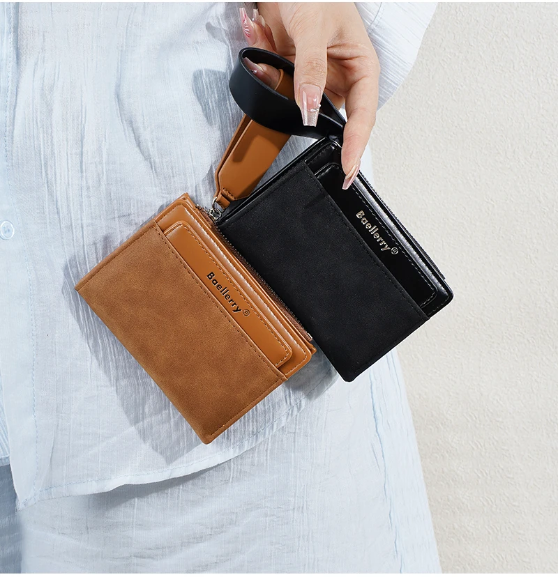 Neue Damen-Geldbörsen mit großem Fassungsvermögen, kurzer Kartenhalter, Damen-Geldbörse mit Reißverschluss, Münzfach, Fotohalter, einfache Geldklammern für Mädchen – Detail 14