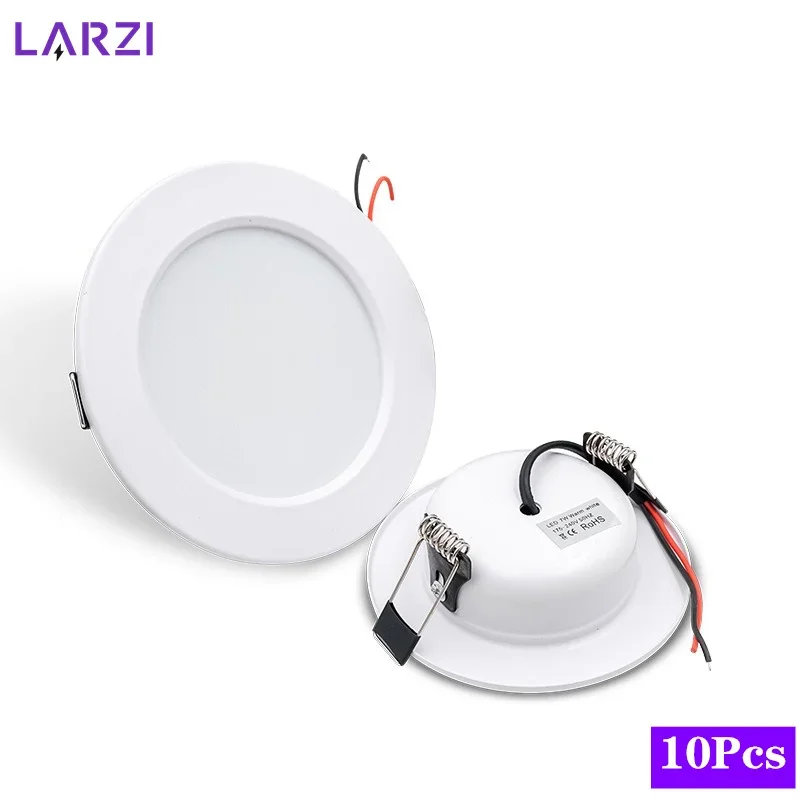 Spot lumineux LED rond encastrable pour le plafond, éclairage d'intérieur, haute qualité, AC 110/220V, DC 12/24V, 5/9/12/15/18W, lot de 10 pièces