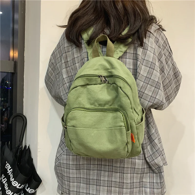 Mini mochila japonesa para mulheres, mochila escolar pequena, bolsa de viagem casual de lona retrô, simplicidade feminina