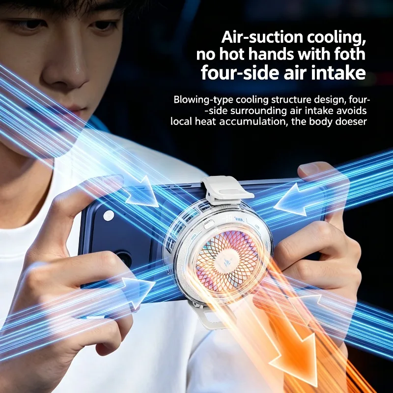 K61 Mobile Phone PUBG Game Cooler Magnetic/ Back-clip 2 in 1 Ice Cooling Radiator with Digital Display for IPhone Samsung Xiaomi
