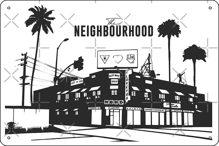 the neighbourhood neighborhood Poster Metal Tin Sign 12 X 8 Inch Funny Man Cave Home Office Bar Decor