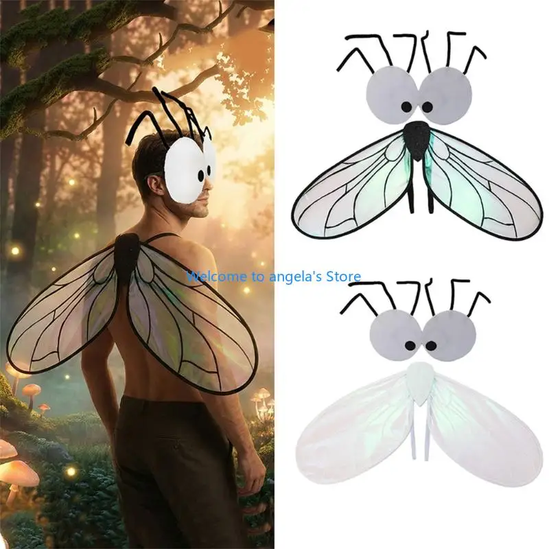 

X4YC Fly Costume Halloween Costumes Insect Costume Accessories Bugs Wing Fly Mask