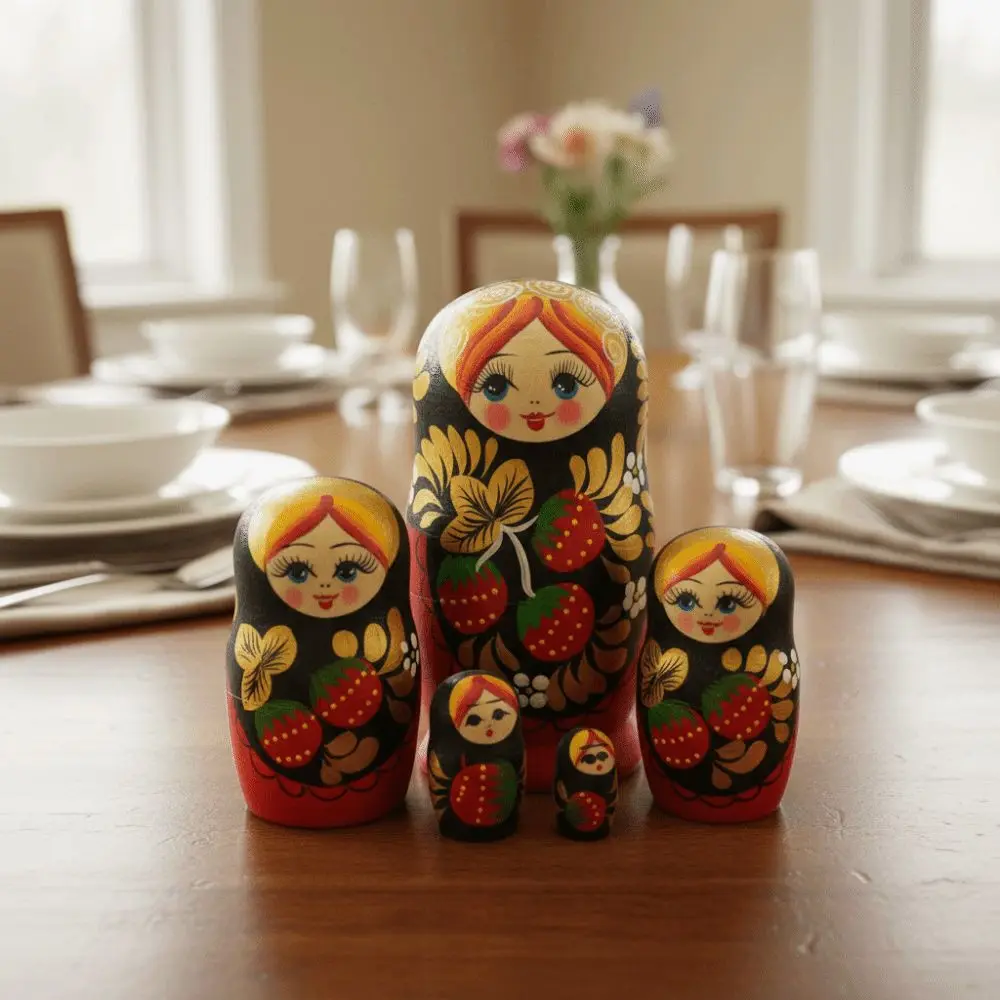 Desk Ornament 5 Layers Matryoshka Doll Handmade Wooden Nesting Dolls Cute Home Deocr Russian Nesting Doll Birthday Gift