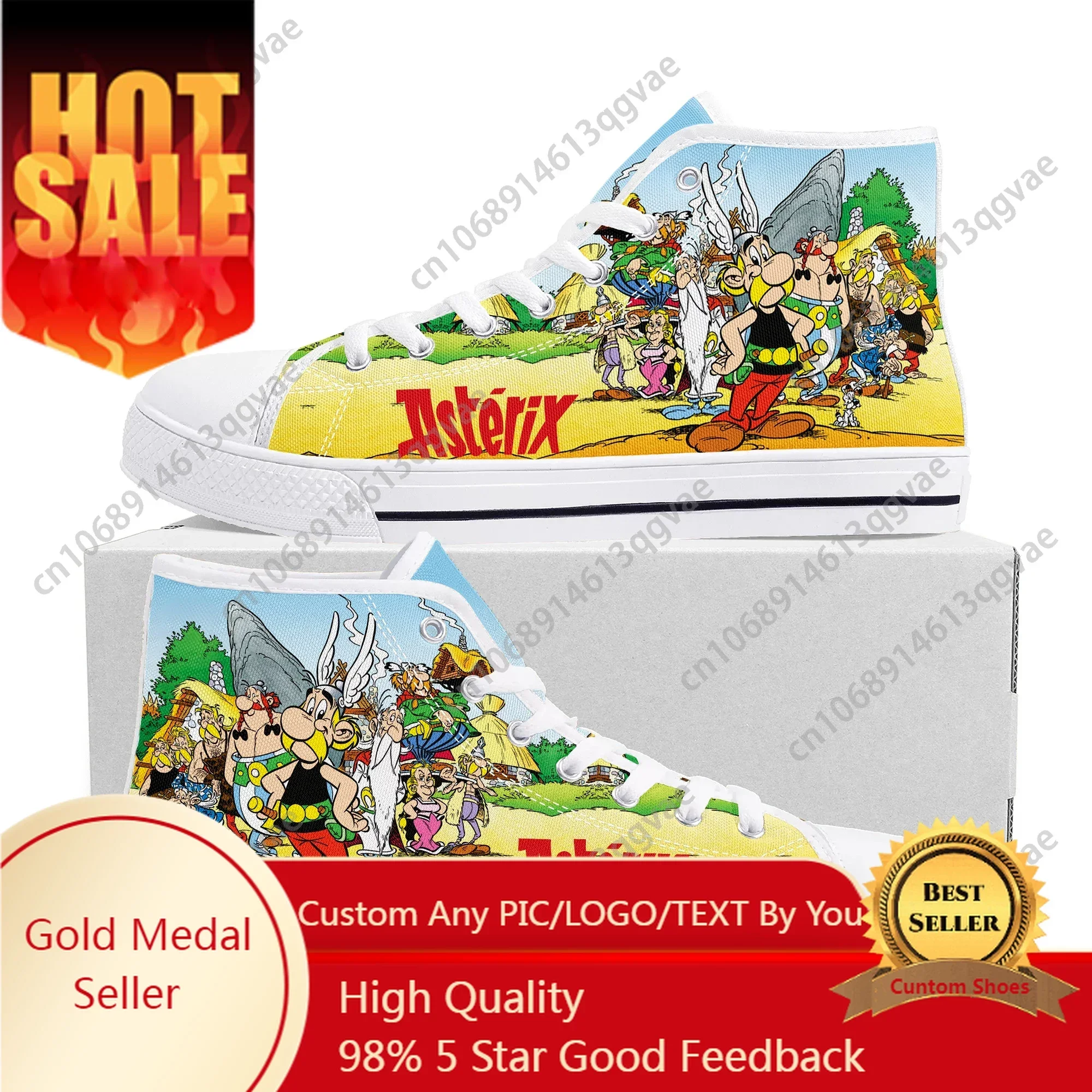 Asterix Adventure Obelix High Top Sneakers Mens Womens Teenager High Quality Canvas Sneaker Comics Manga Couple Customized Shoes