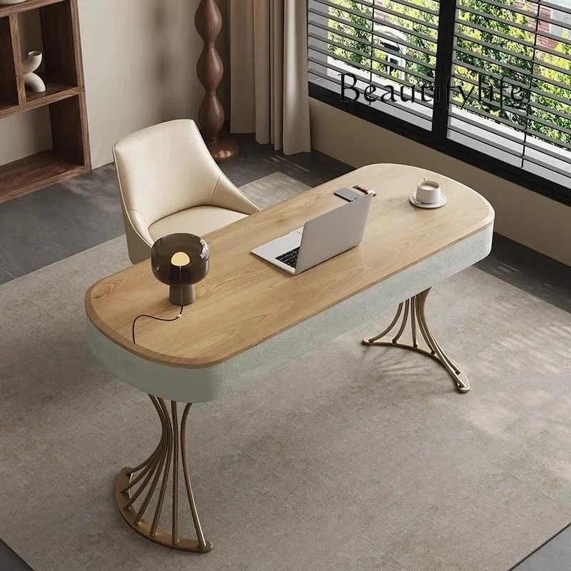 LJYFScrivania di lusso leggera in stile crema, soggiorno moderno e minimalista, scrivania per la casa, tavolo da ricevimento per
