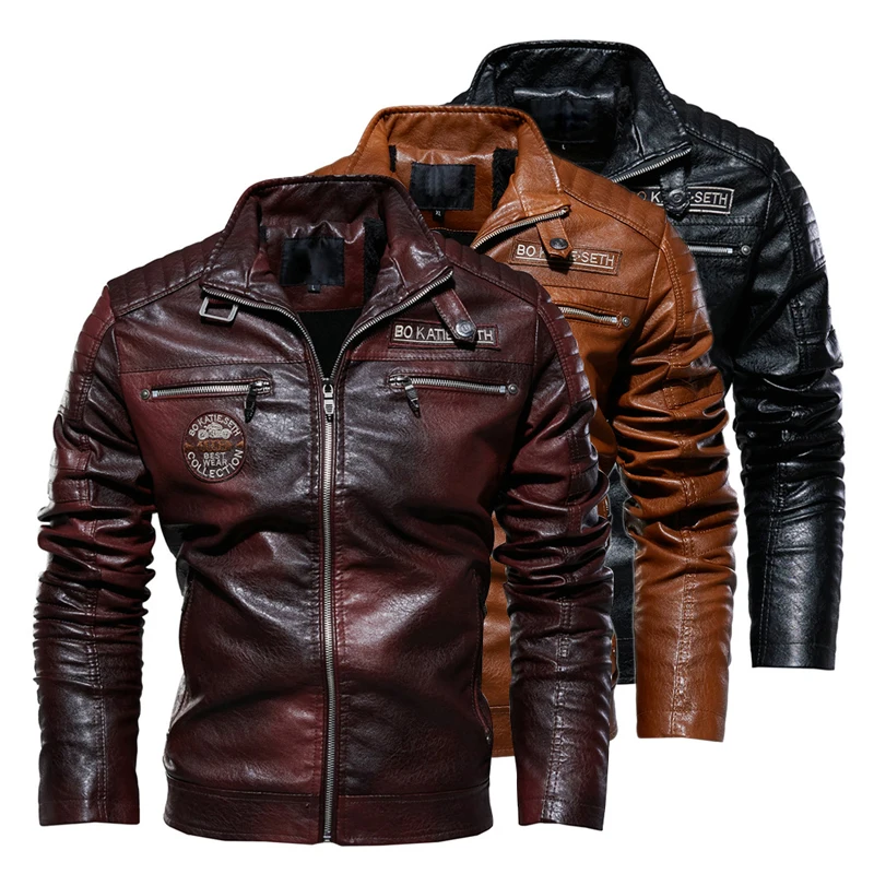 Maxulla Winter Men's PU Jackets Fashion Mens Hip Hop Motorcycle Leather Coats Casual Slim Business Leather Coat Mens Clothing