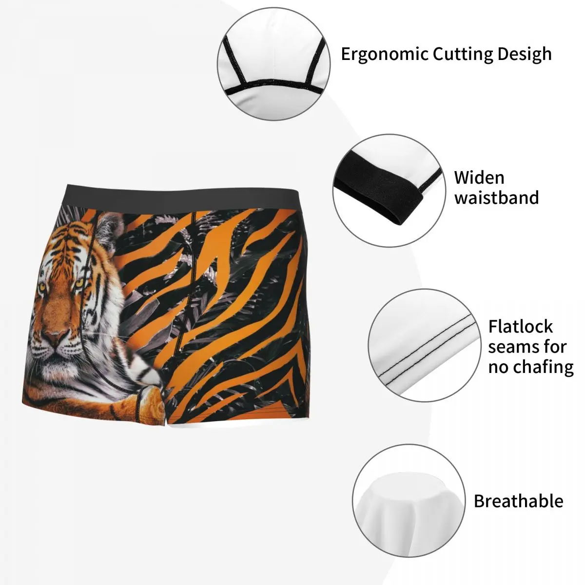 Animals Tiger Underpants Cotton Panties Male Underwear Print Shorts Boxer Briefs