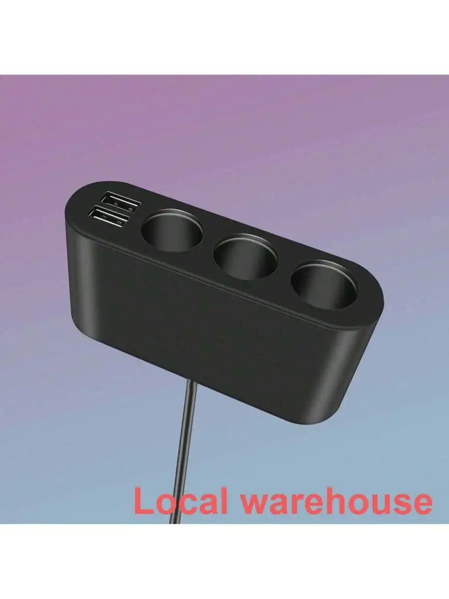 

3-Port Car Cigarette Lighter Adapter Featuring Dual USB Outputs For Powering Devices On The Go During Commutes And Road Trips