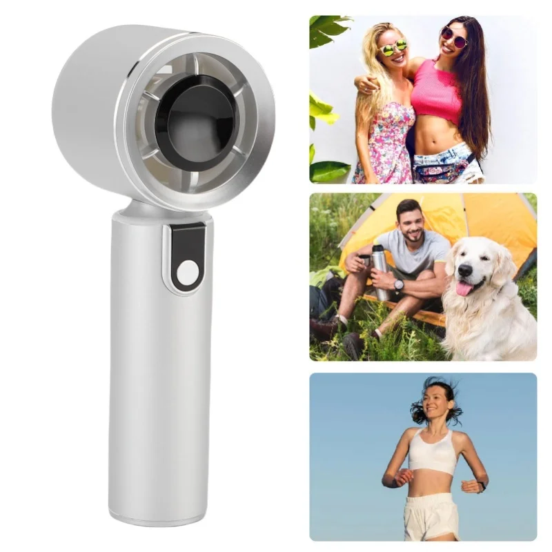 Handheld Portable Turbo Fan 4000mAh Rechargeable Personal Battery Operated Quiet Small Pocket Fan with 5 Speeds Ambient Light