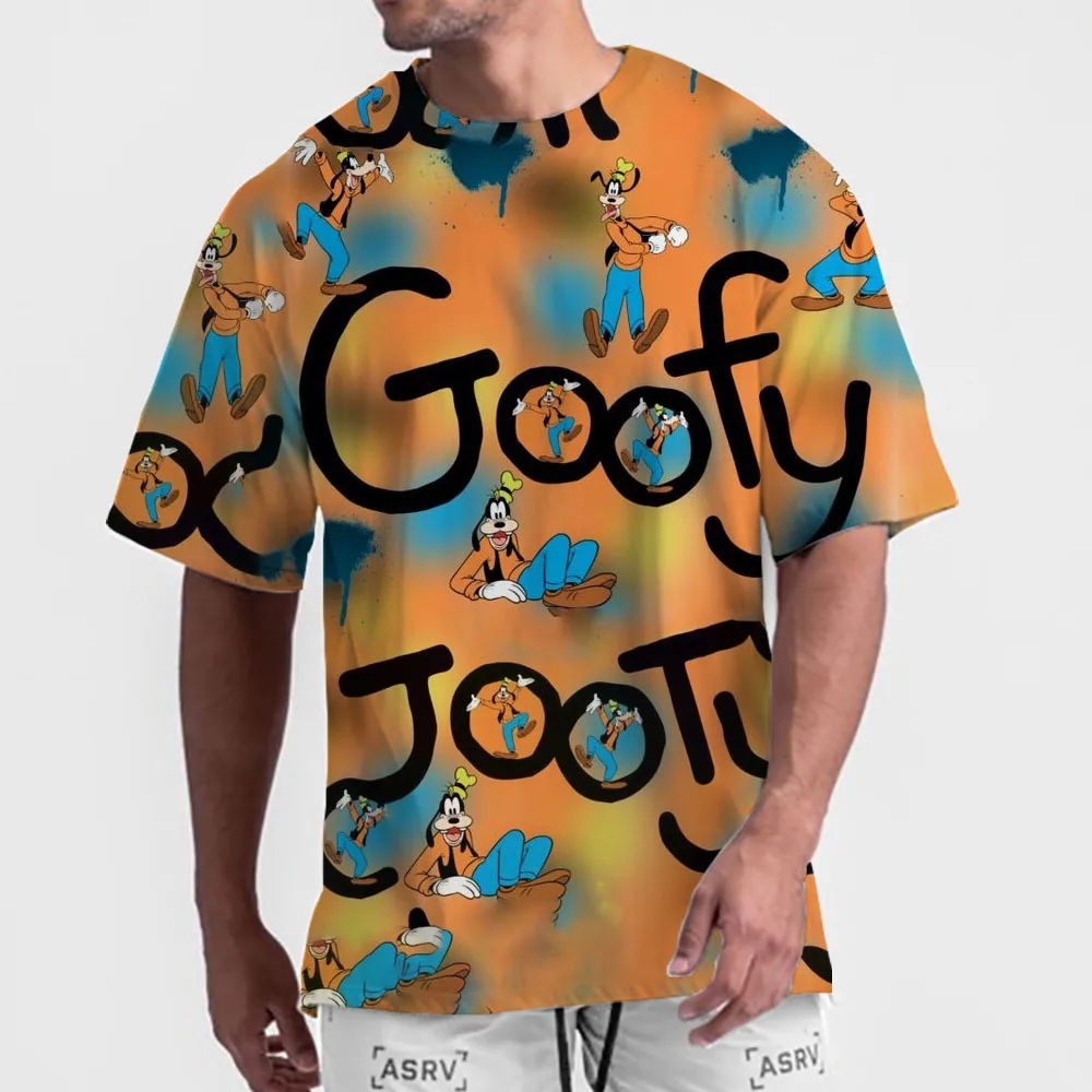 Disney Goofy Pattern 3D Printed men's T-shirt Street Fashion Casual Summer Round Neck Short Sleeved Oversized T-shirt Top