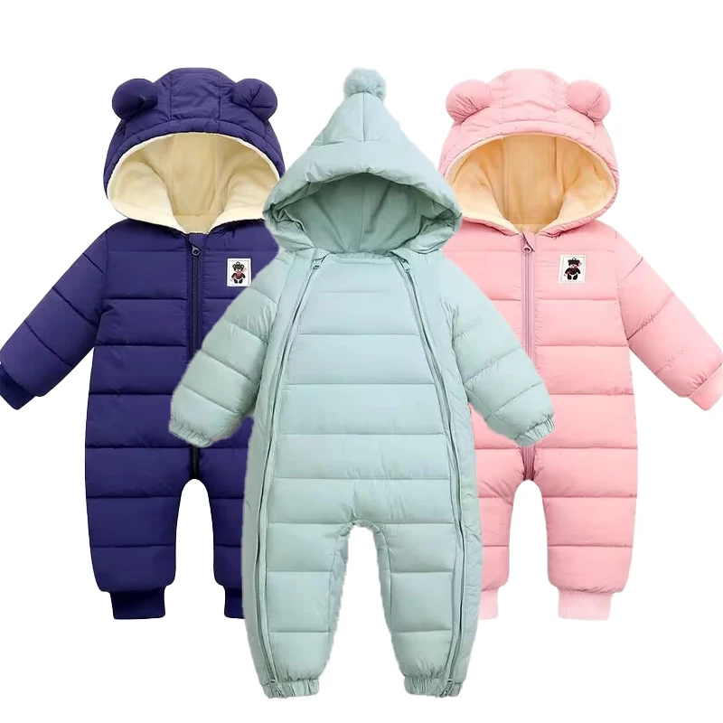 Baby clothes autumn and winter pure cotton thickened newborn Romper cartoon zipper long sleeved boys and girls jumpsuit