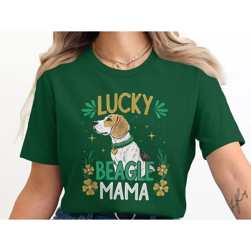 

Футболка Lucky Beagle Mama, милый забавный любовник для собак на День Святого Патрика