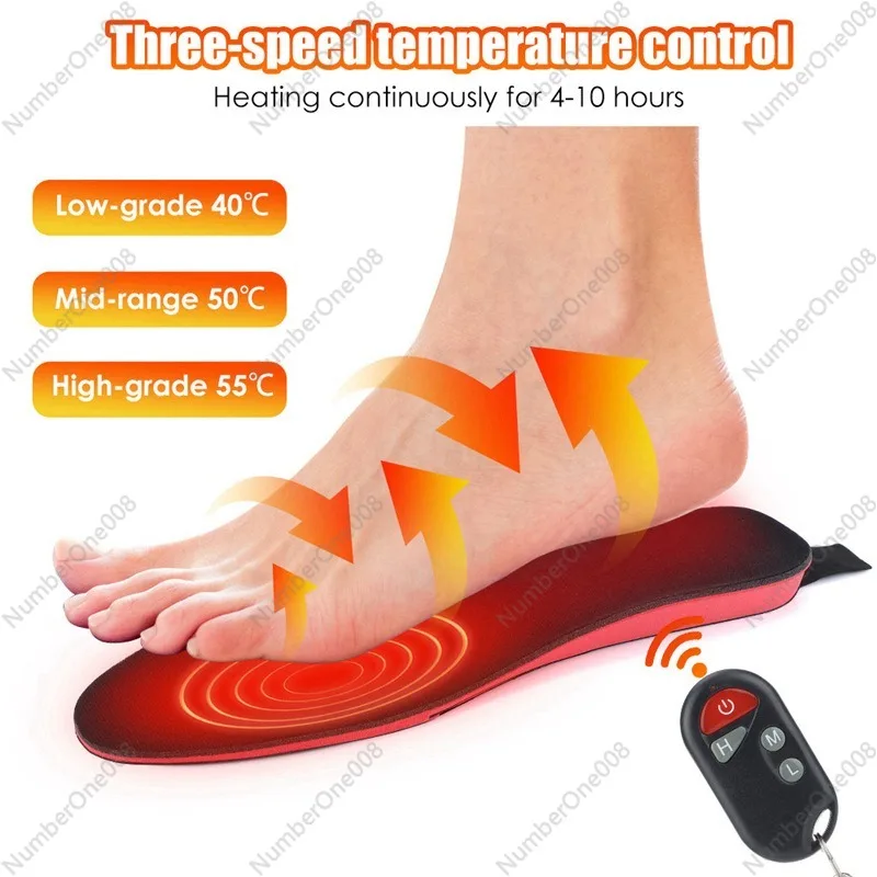 Remote Control Heated Insoles, 3 Temperature Levels Warm Pads for Outdoor Winter Activities, USB Charging Design