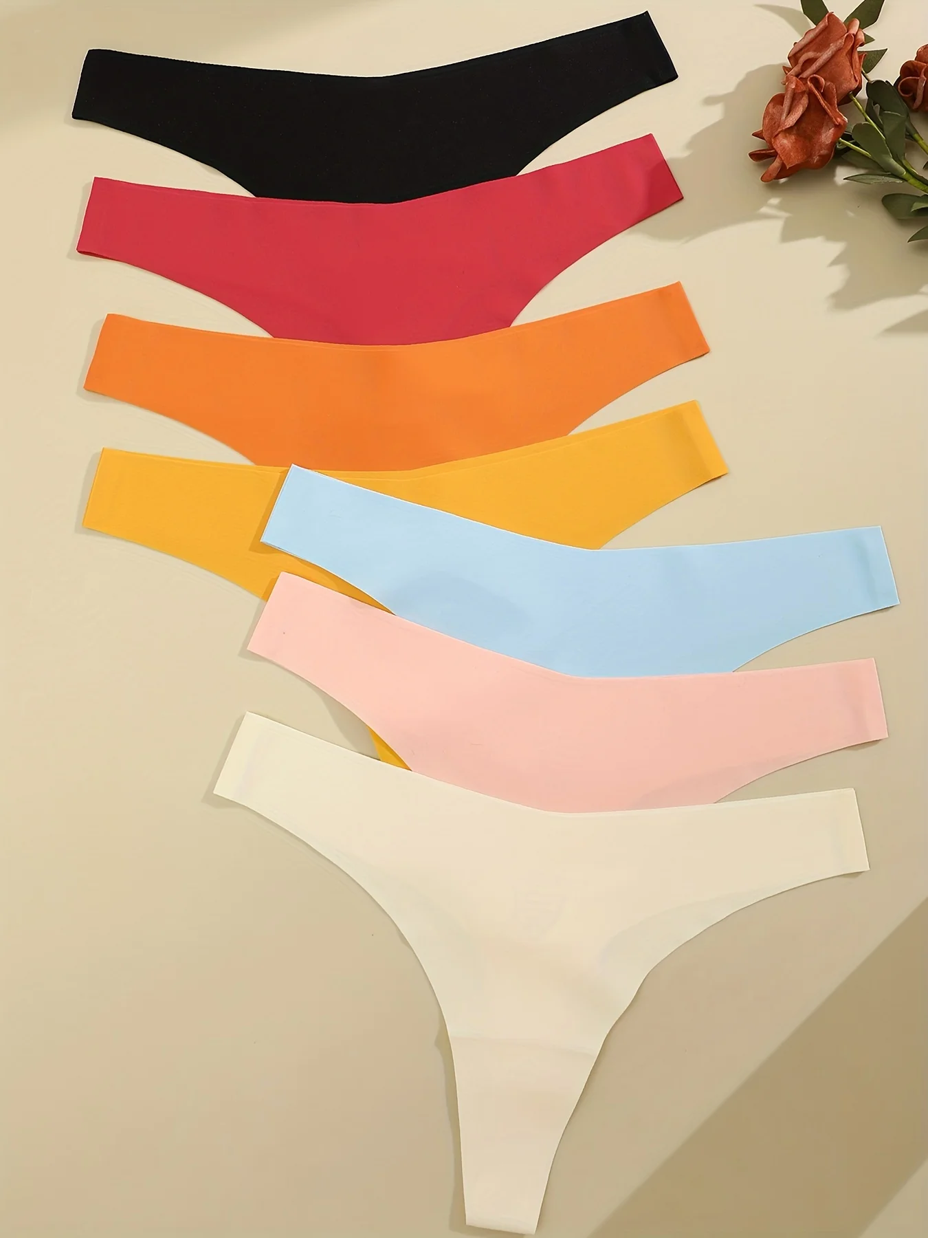 FINETOO 6PCS Seamless Thong Women Ice Silk T-back Intimate Solid Breathable Crotch Briefs Sexy Tanga Multiple 10 Color Lingerie - Image 2