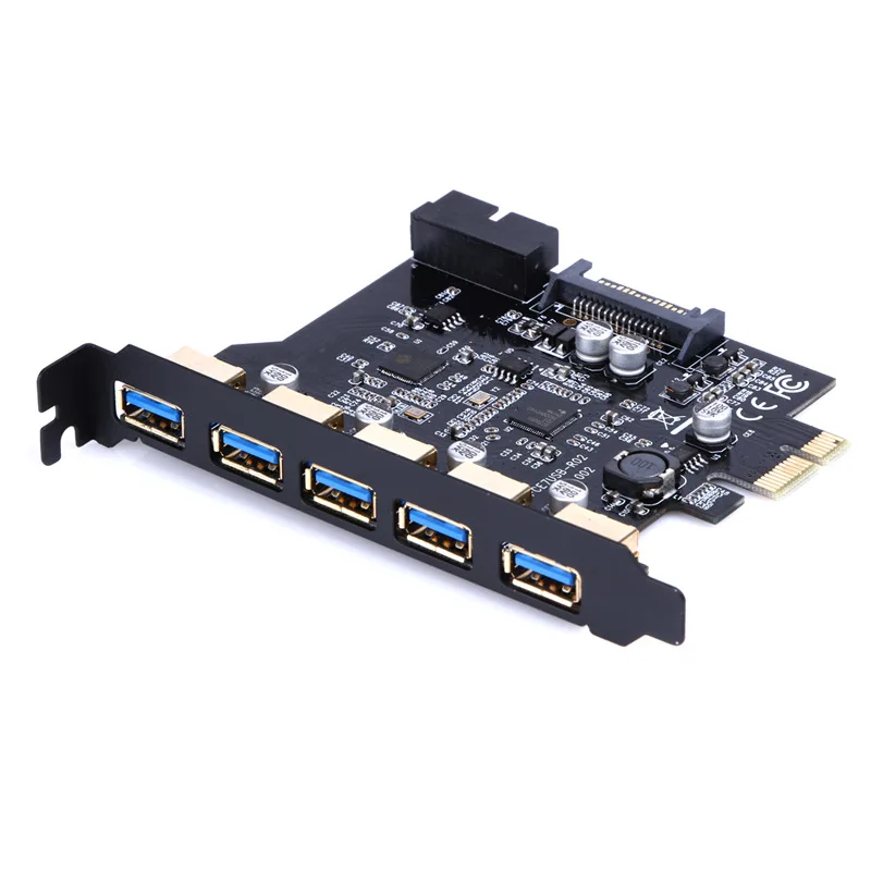 Плата расширения PCI Express с 5/7 портами USB 3,0, PCIE X1 на USB3.2 Gen1, 5 Гб, 19 контактов, разъем SATA/4 контакта, чип NEC D720201