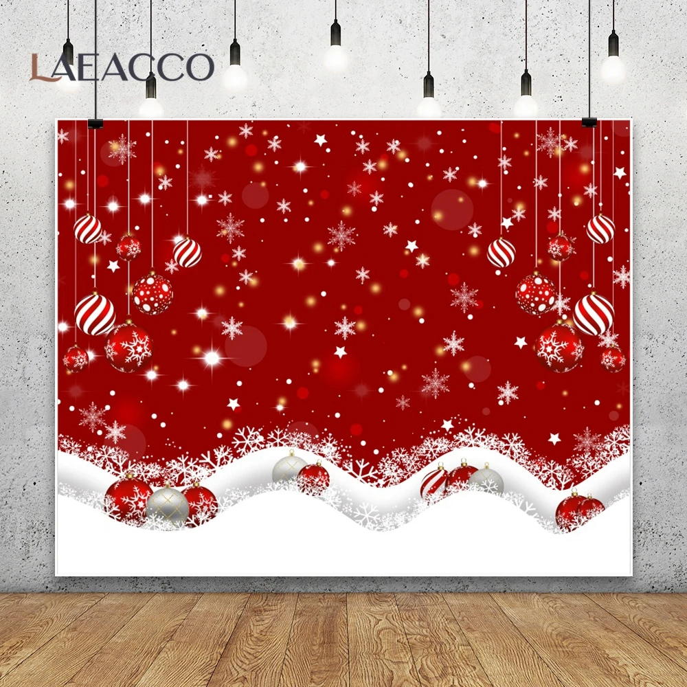 Merry Christmas Photography Backdrops Santa Claus Winter Snow Xmas Tree Glitters Star Balls Decor Family Party Photo Background