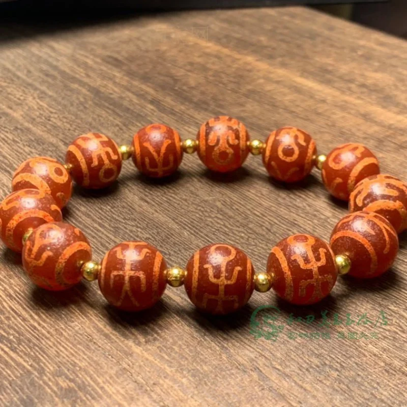 

Tibetan Vintage Patina Noble Tianzhu Agate Cinnabar Bracelet for Men and Women Original Ethnic Style Jewelry