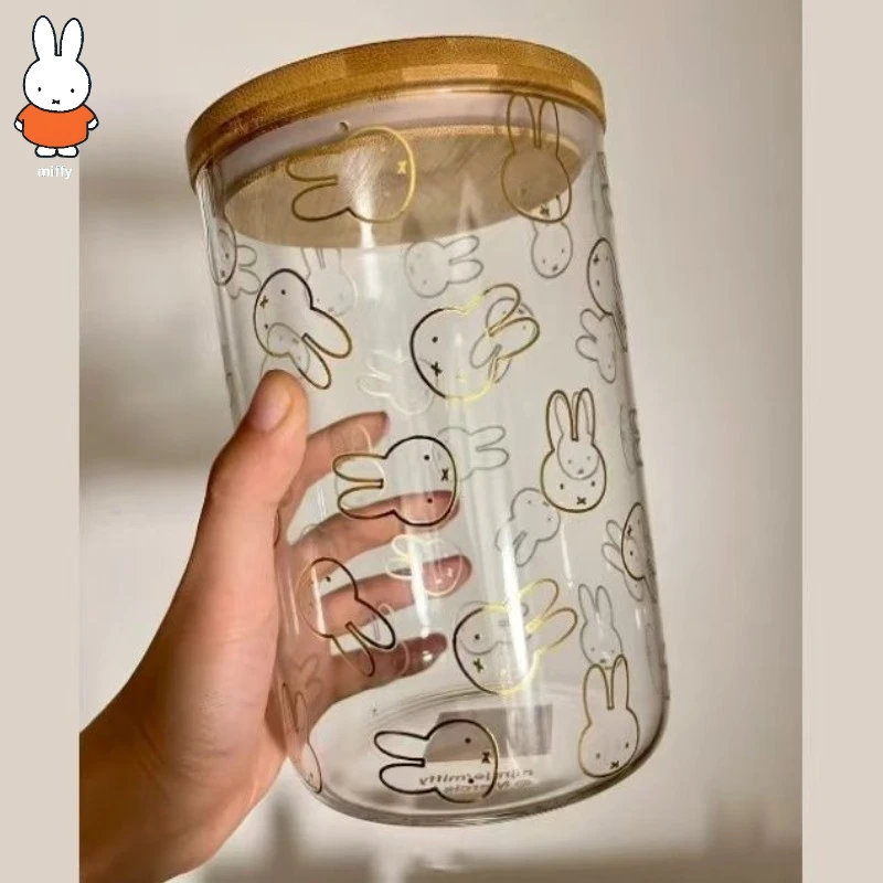 Cartoon Miffy Serbatoio di stoccaggio in vetro trasparente Conservazione stampata Bottiglie di raccolta di riso, fagioli, snack giornalieri sigillati per la casa