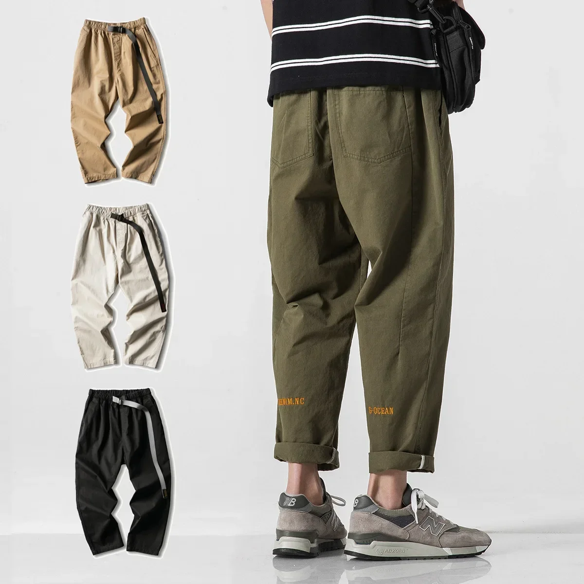 

2025 Four Seasons Men's Casual Straight Leg Harlan Workwear Trousers Trendy Loose Nine Points Korean Version Harem Pants