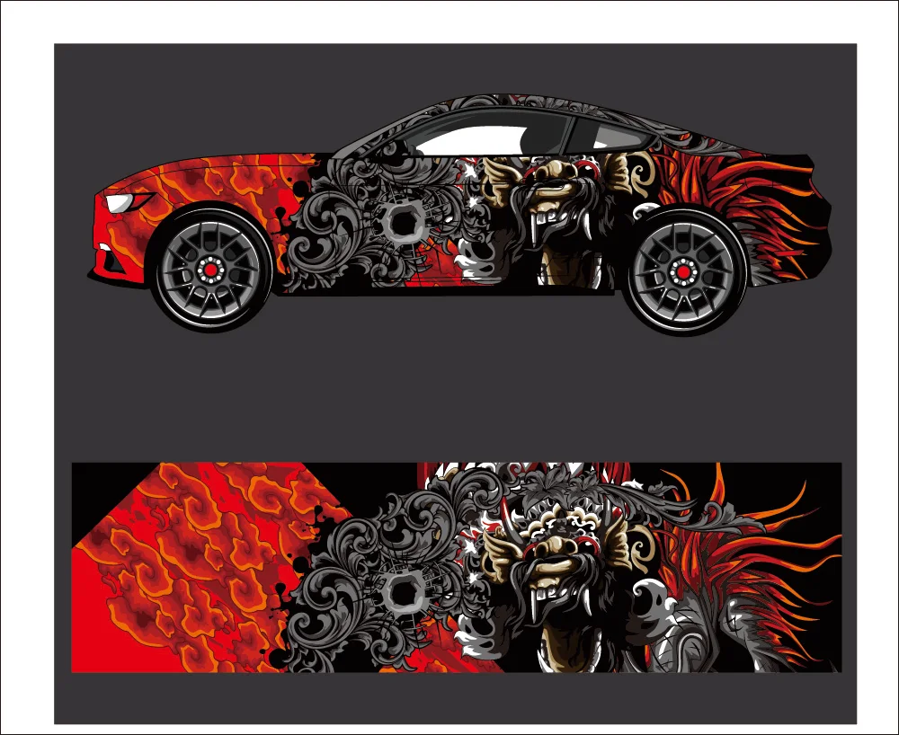 

Design Pattern Full Body Vinyl Wrap Modern Design Red Retro Car Full Wrap Sticker Decorative Car Decal Racing Graphic Decal