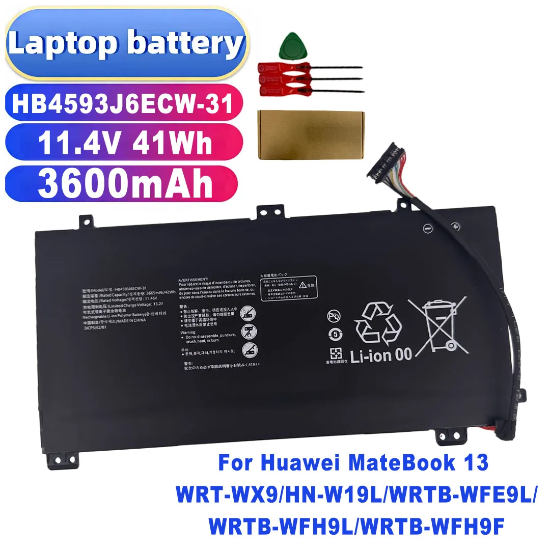HB4593J6ECW-31 11.4V 41Wh 3600mAh Laptop Battery for Huawei MateBook 13 WRT-WX9/HN-W19L/WRTB-WFE9L/WRTB-WFH9L/WRTB-WFH9F