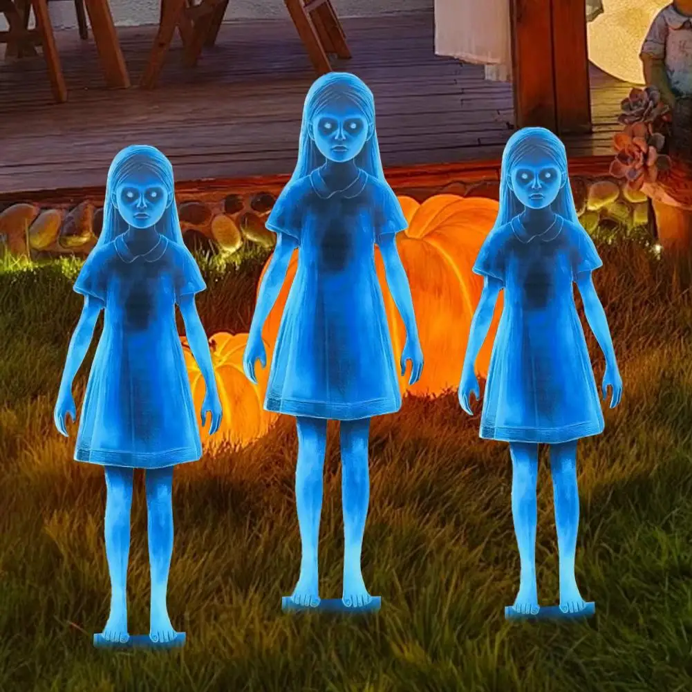 

Halloween Outdoor Decor Yard Signs Scary Doll 40cm Metal Twins Spooky Garden Stakes For Yard, Patio Garden Spooky Carnival Theme