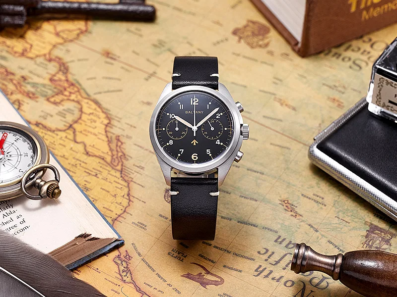 Baltany Retro Military Pilot Herrenuhr S5044 Luxus-Quarz-Chronograph im Air Force-Stil, Stoppuhr, für Herren, Sport, Outdoor, Freizeit, Alltag – Detail 3