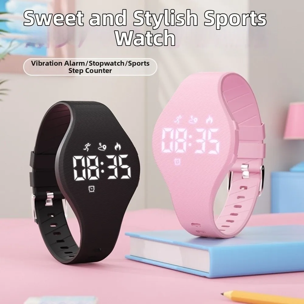 LED Digital Smart Silicone Wristband Waterproof with Running Pedometer Vibrating Alarm Clock Alarm Reminder Monitor Vibration