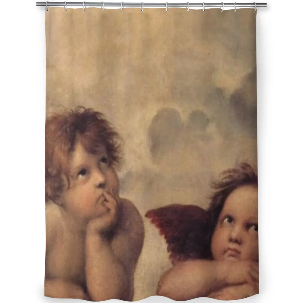 THE SISTINE MADONNA (detail) - RAPHAEL Shower Curtain Landscape Bath Curtain With Hooks for Bathroom waterproof scenery