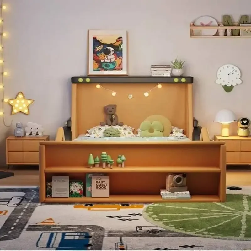 

Yellow Minimalist Kids Beds Luxury Simple Safety Single Custom Kids Beds Wooden Modern Design Lettino Per Bambini Furniture Home