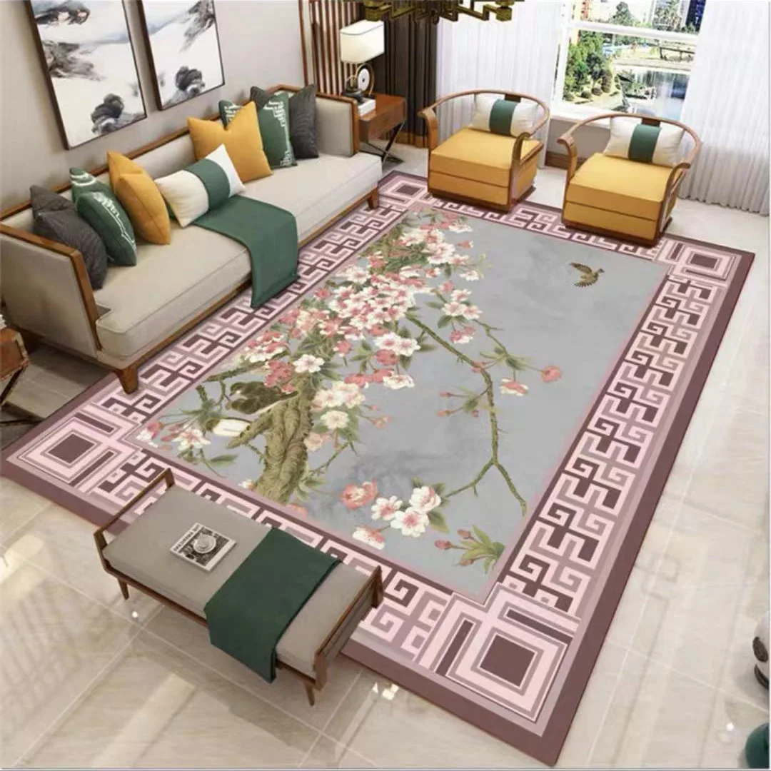 New Chinese Crystal Velvet Carpet Living room coffee table mat Simple light luxury European Chinese sand rugs bed blanket