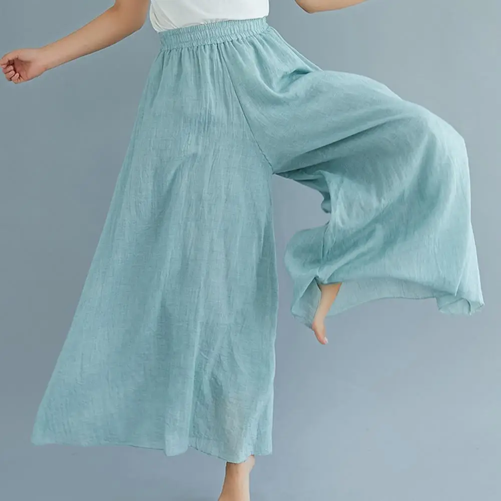 Oversized Skirt Pants Women Casual Culottes Elastic High Waist Solid Color Wide Leg Pants Oversized Skirt Pants Streetwear