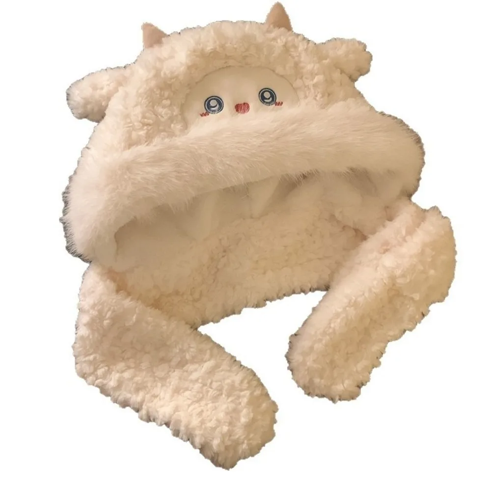 Soft Warm Little Sheep Hat Thickened Cartoon Lei Feng Cap Ears Move Scarf Animals Beanie Hats Winter Autumn