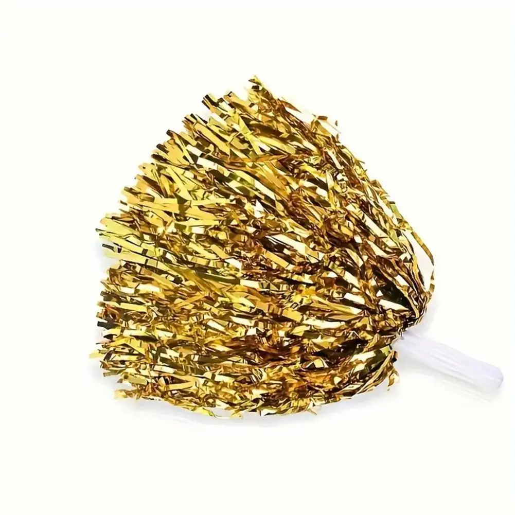 Field Shining Cheerleader Accessories 2 Pcs Cheerleading Pom Poms with Plastic Handles Colorful Foil Dance Props for Women