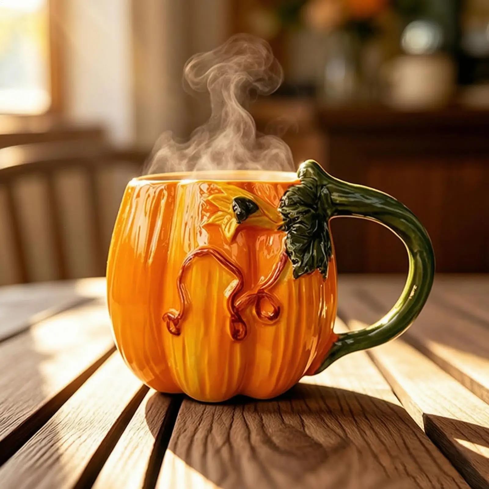 450ml Ceramic Pumpkin Mug with Handle, Autumn Thanksgiving Cup, Halloween Birthday Gift for Family Home Decor Coffee cup