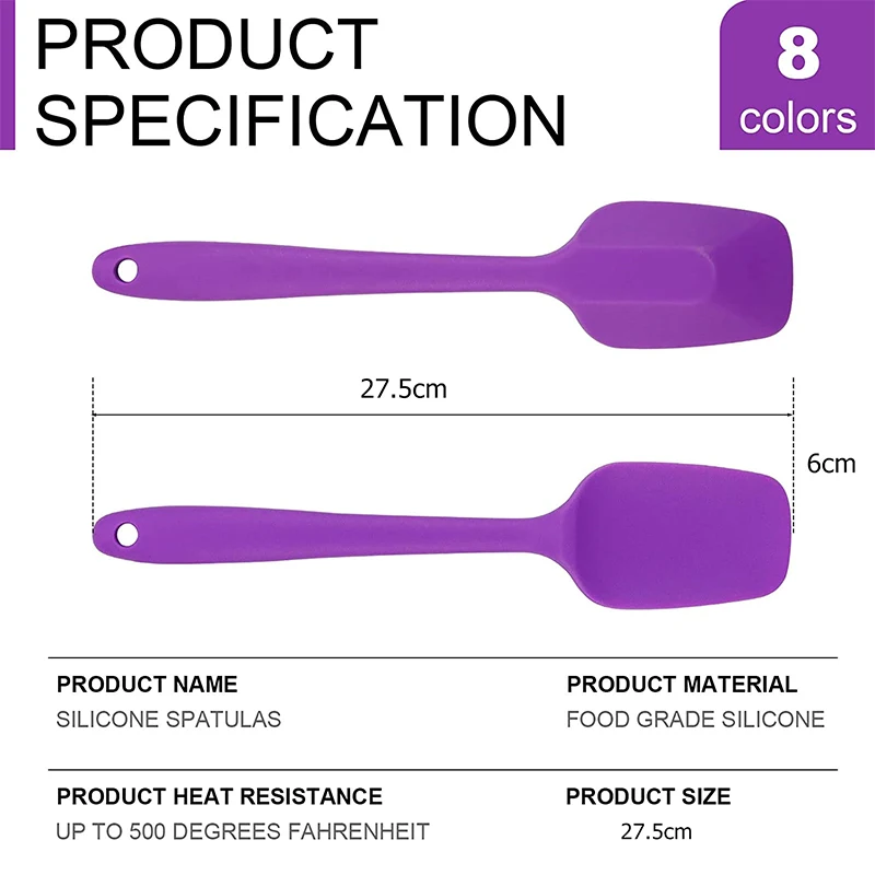 LMETJMA 28cm Silicone Spatulas Heat Resistant Spoon Spatula Non-Stick Spoonula Flexible Scrapers Baking Mixing Tool JT20