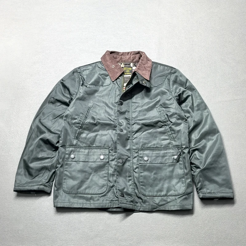 

Soda Мужская осенне-зимняя охотничья масляная восковая куртка средней длины, ветровка, пальто-стойка, подходит для молодежи, длинная свевая молния, чистая ...