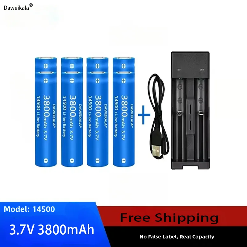 14500 Battery 3.7V Large Capacity 3800mAh Lithium Ion Battery, Ideal for Electric Toothbrush, Razor, and Barber Rechargeable Bat