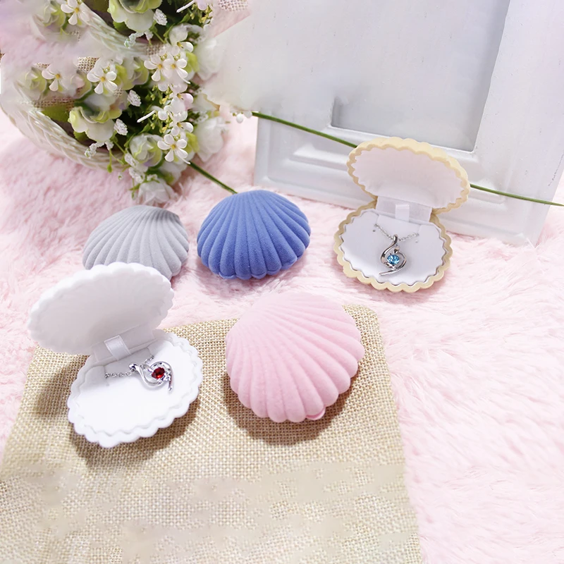 1 Pcs Shell Earring Box Exquisite Small Flocking Box Gift Box Flannel Jewelry Box For Women Packaging For Small Businesses