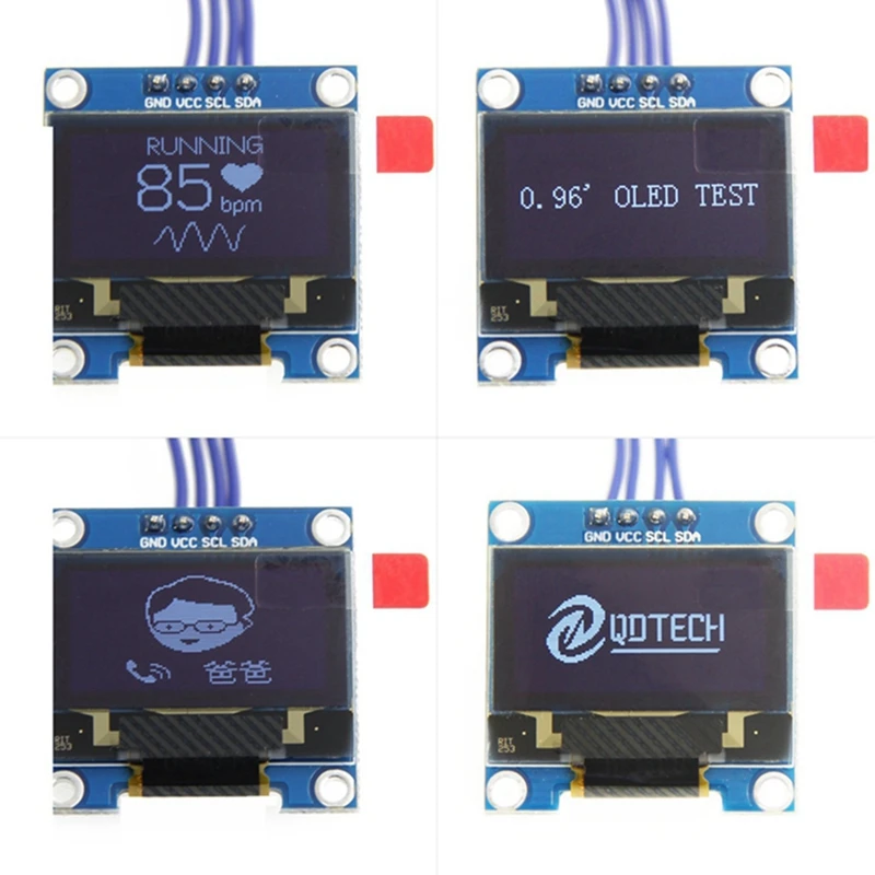 4X 0.96 Inch IIC I2C Serial GND 128X64 OLED LCD LED Display Module SSD1306 For Arduino Kit White Display