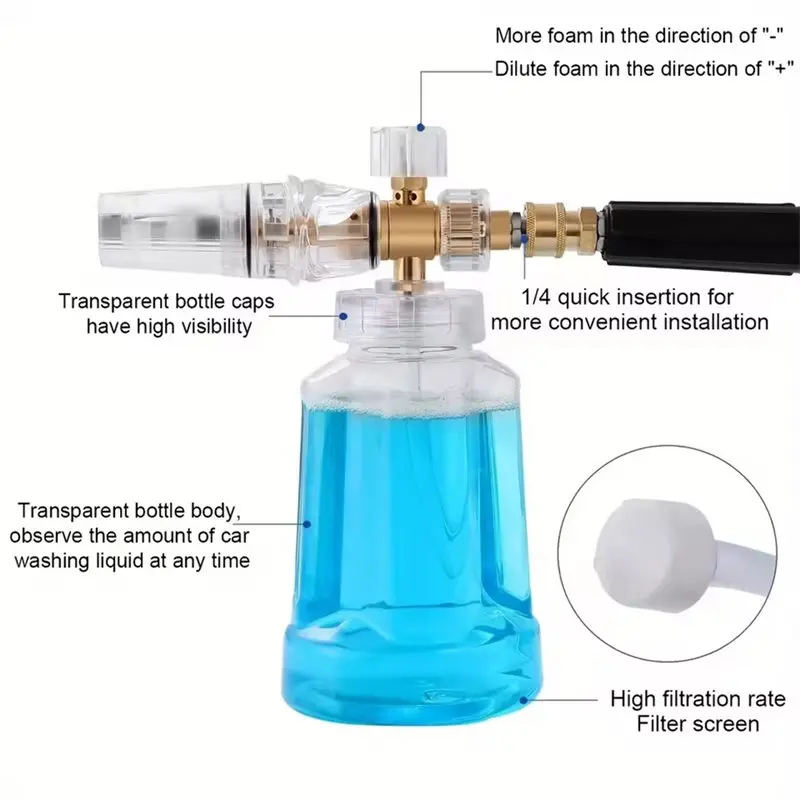 A98M For Pressure Washer Compatible 1L Foam Cannon Featuring 1/4